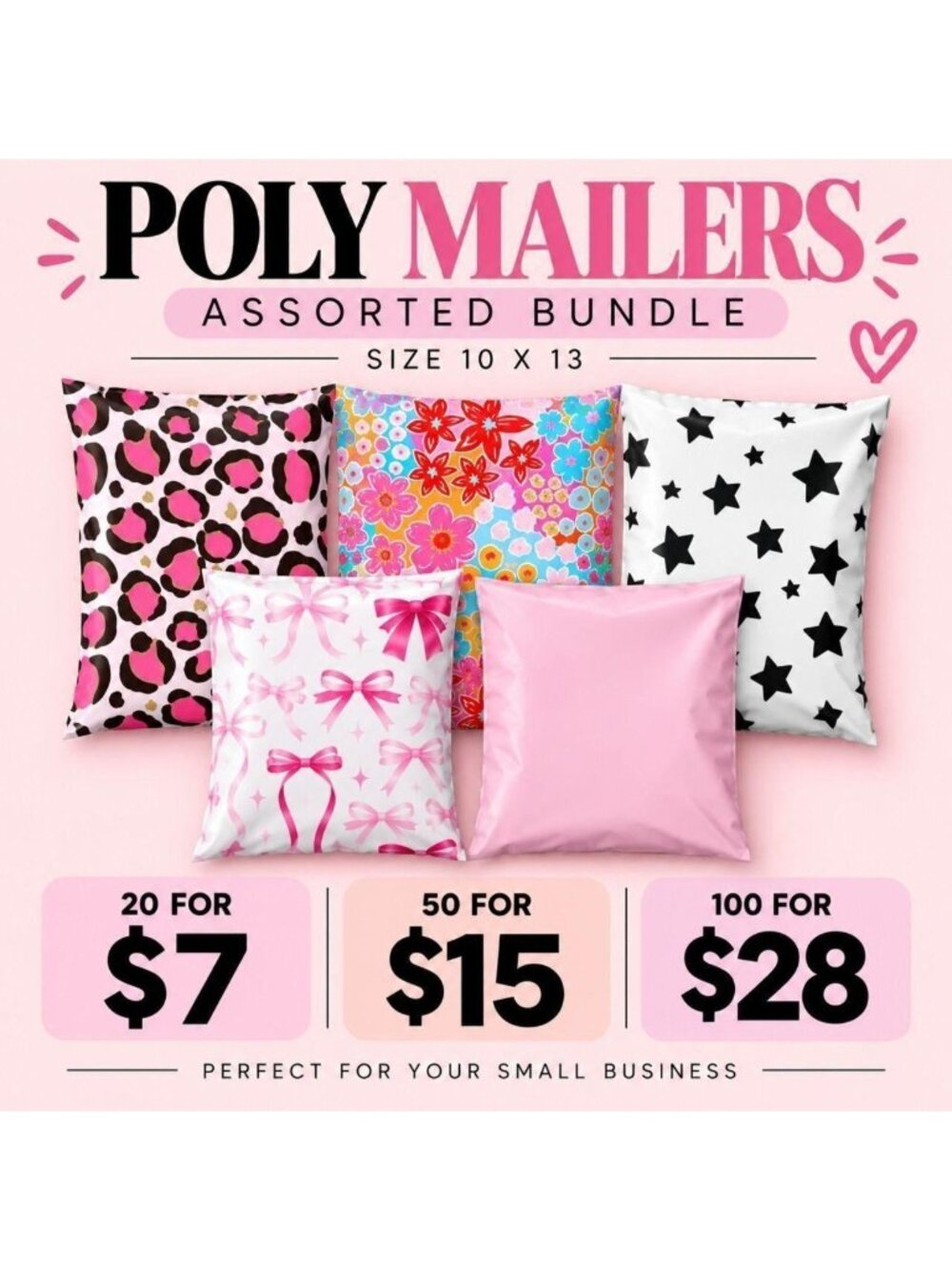 100 Assorted 10x13 Poly Mailers